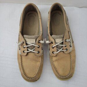 Sperry Top sider Shoes Womens 11 Tan Leather Lace up Loafer Flats STS97405